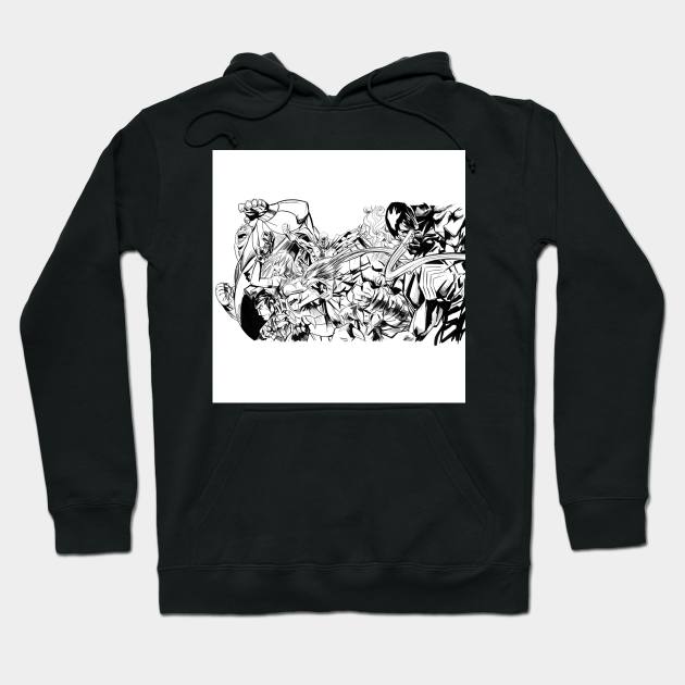 the monsters and the villains ecopop comic book art Hoodie by jorge_lebeau